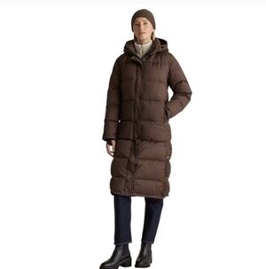 Quince Responsible Down Long Puffer Jacket In Hot Fudge